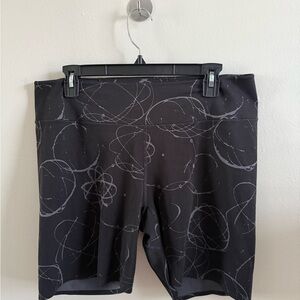 Uniqlo Black Bike Shorts with Gray Scribble Print